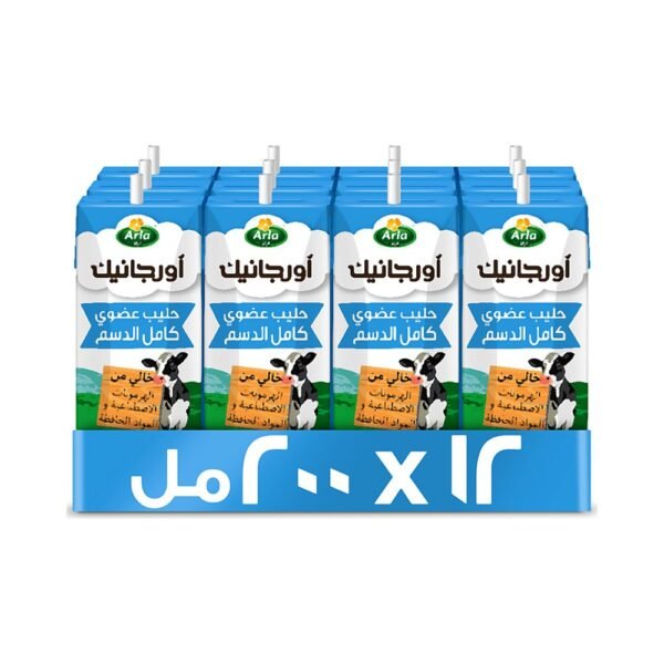آرلا حليب عضوي معقم كامل الدسم كرتون 12 × 200 مل
