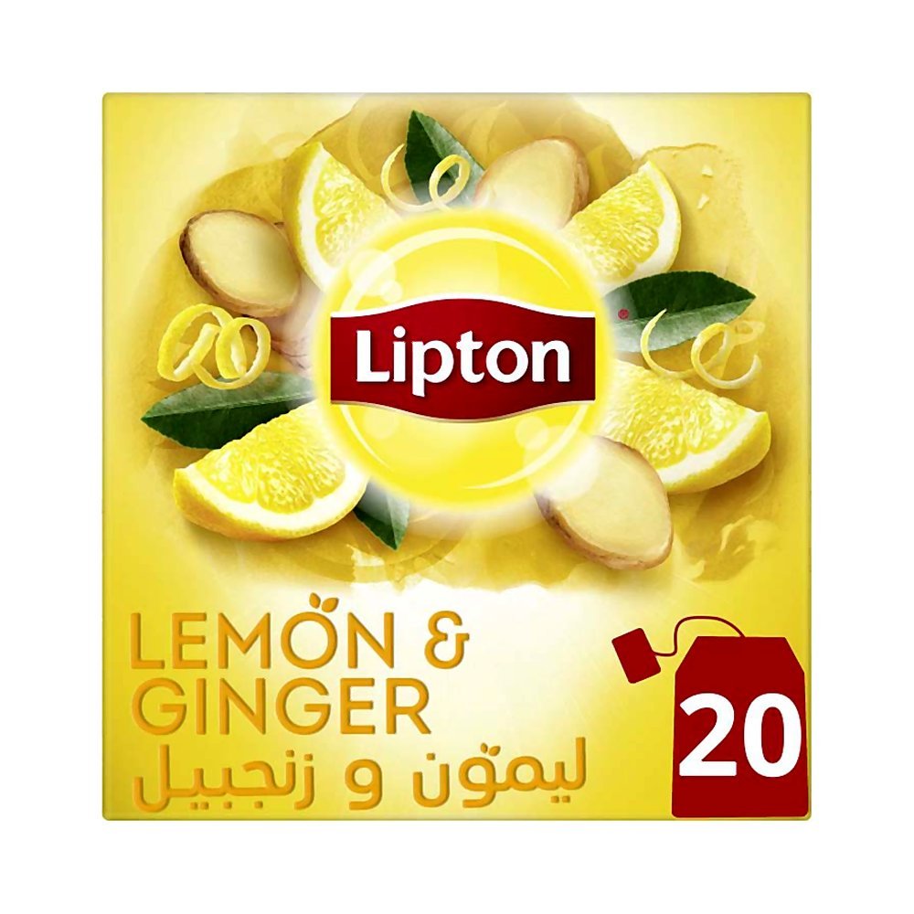 ليبتون شاي أعشاب، ليمون وزنجبيل، 20 كيس شاي