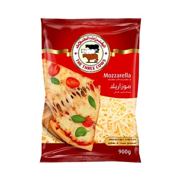 البقرات الثلاث جبنة موزاريلا مبشورة 900 جم