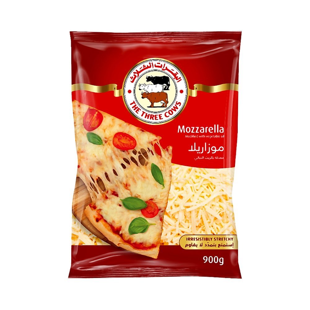 البقرات الثلاث جبنة موزاريلا مبشورة 900 جم
