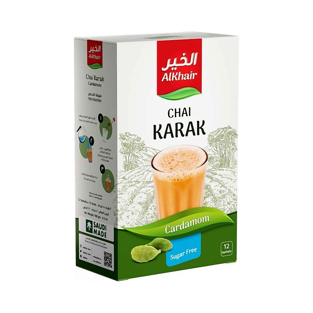 الخير شاي كرك بالهيل بدون سكر 12×15 جم