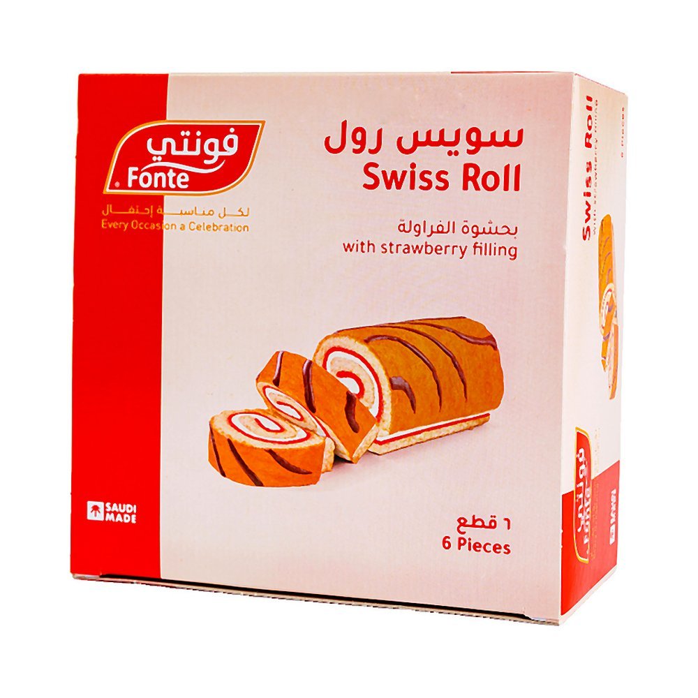فونتي سويس رول فراولة وفانيليا 360 جم