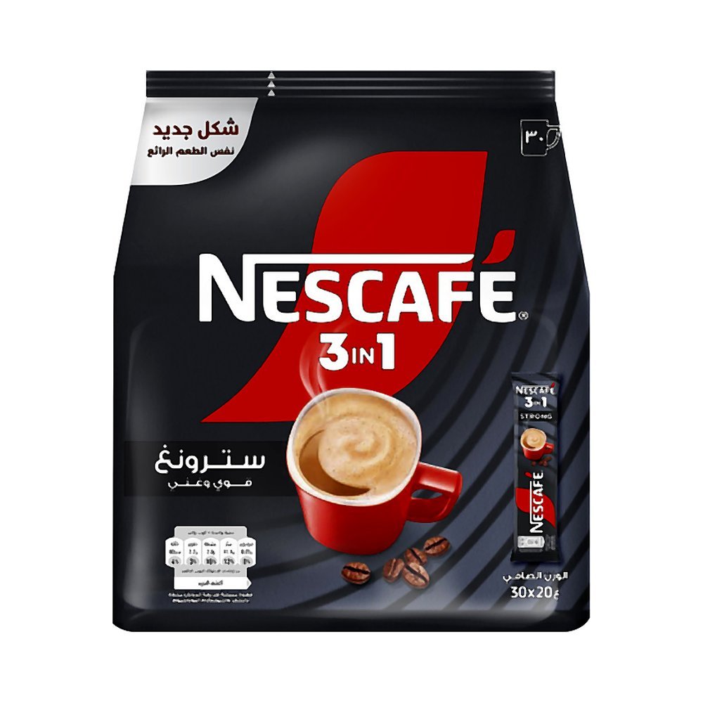 نسكافيه سترونج ٣ في ١، عبوة تحتوي على ٣٠ ظرفًا x ٢٠ غ