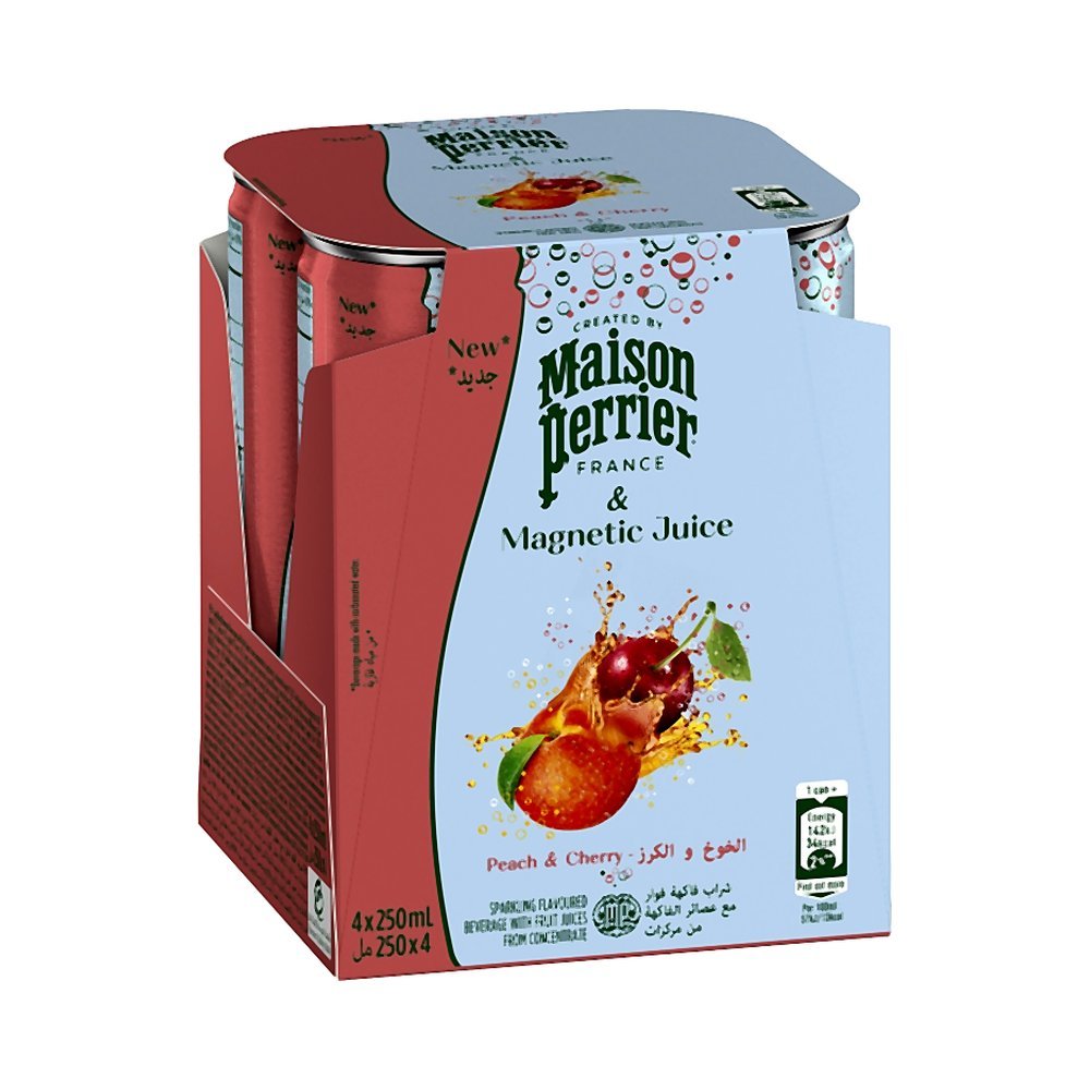 مايسون بيريه ماء غازي بنكهة خوخ وكرز 4×250 مل