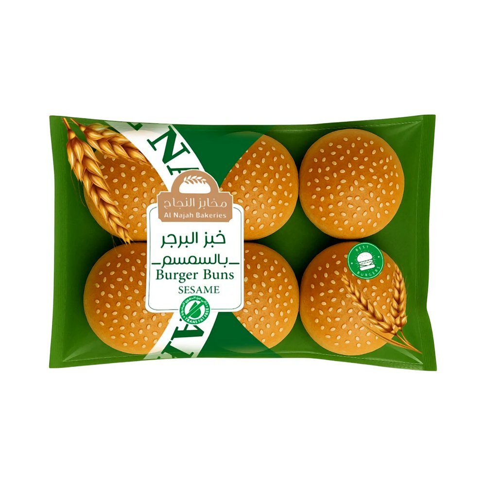النجاح خبز البرجر بالسمسم 6 حبات