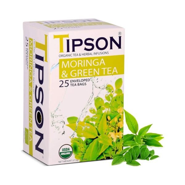 تيبسون شاي مورينجا و شاي أخضر عضوي 25 مغلف