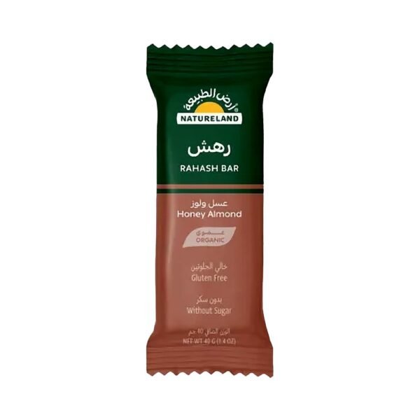 أرض الطبيعة لوح رهش بالعسل واللوز خالي من الجلوتين وعضوي 40 جم