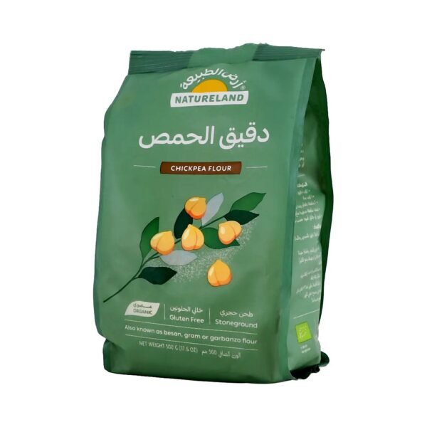 ارض الطبيعه دقيق الحمص خالي من الجلوتين وعضوي 500 جم