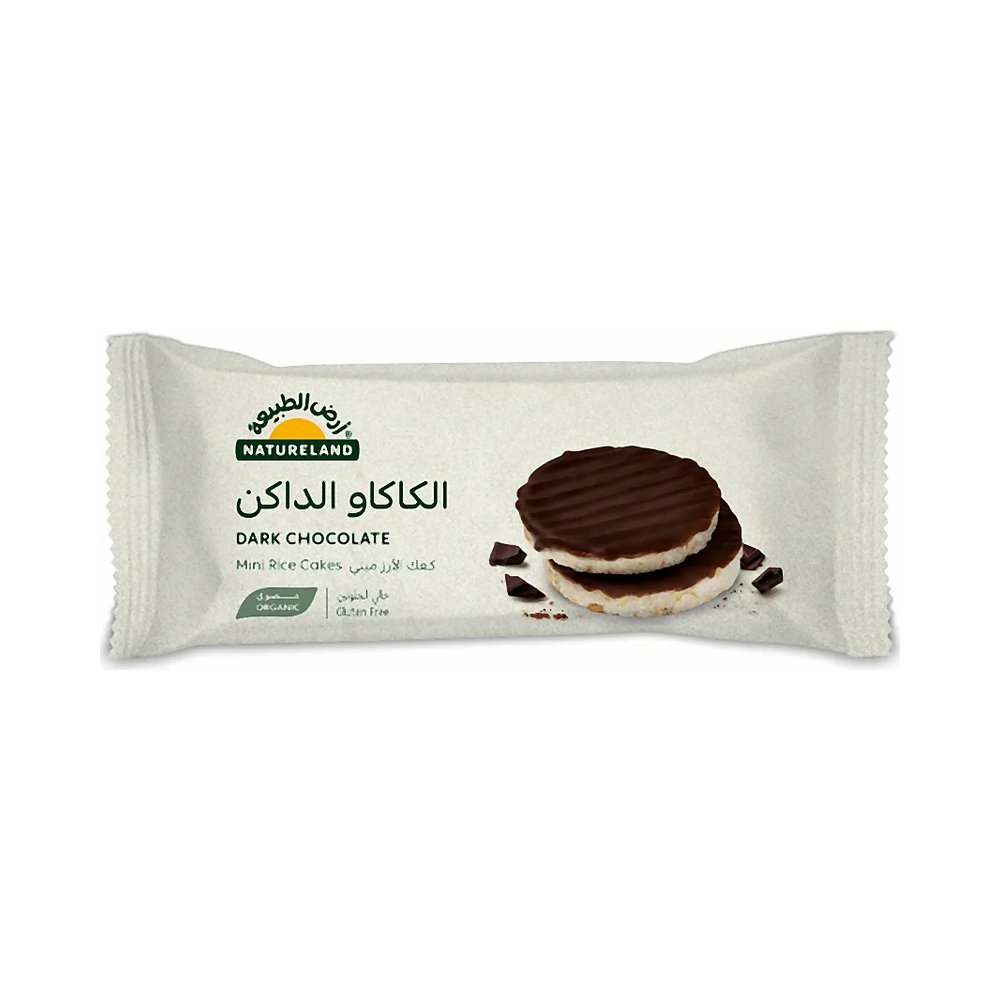 ارض الطبيعه كعك الأرز ميني بالكاكاو الداكن خالي من الجلوتين وعضوي 16 جم