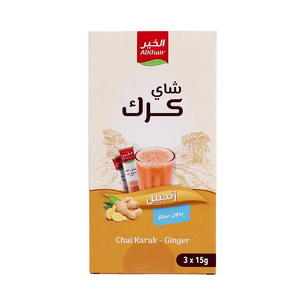 الخير شاي كرك بالزنجبيل خالي من السكر 3 أظرف 15 جم