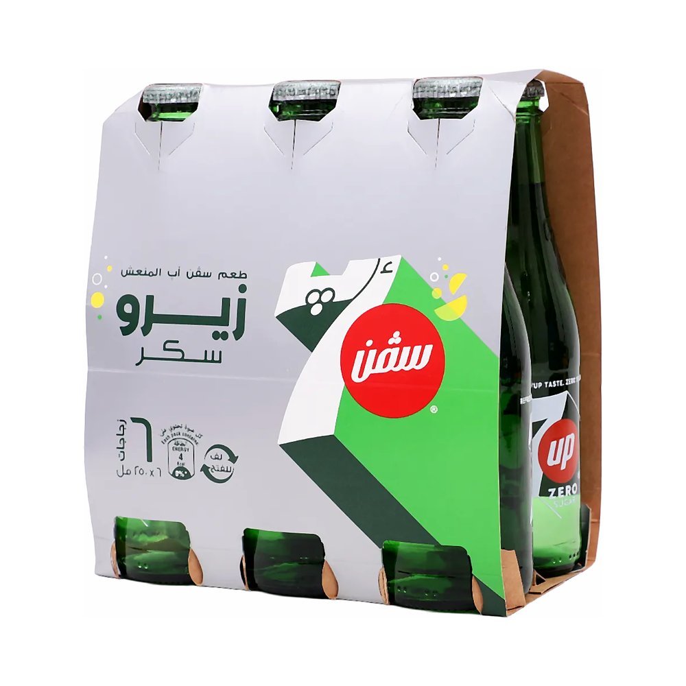 سفن اب زيرو مشروب غازى زجاج 6 حبات 250 مل
