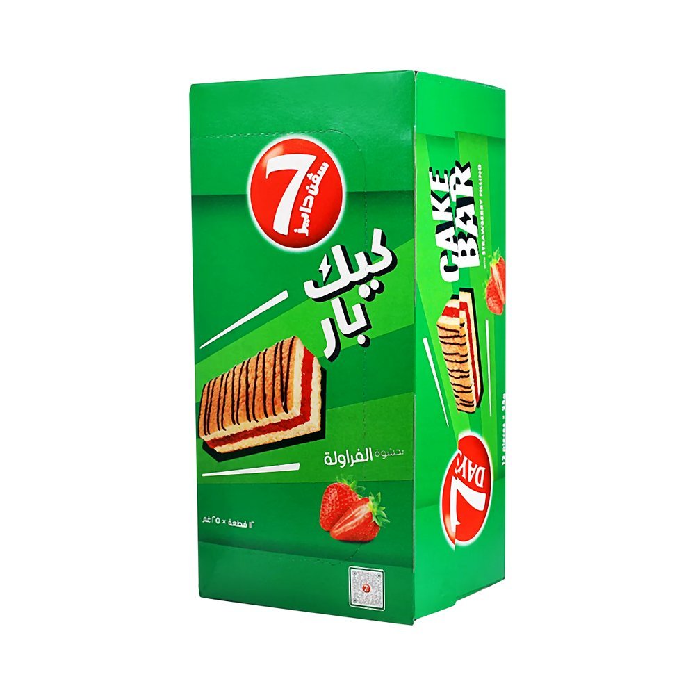 سفن دايز كيك بار بحشوة الفراولة علبة 12 حبة 25 جم